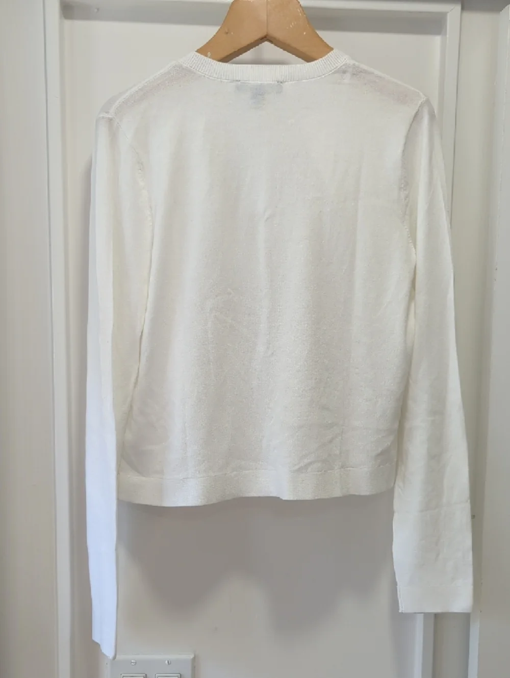 Ann Taylor White Open-Front Knit Cardigan with Crew Neckline Size Small - Picture 8 of 10